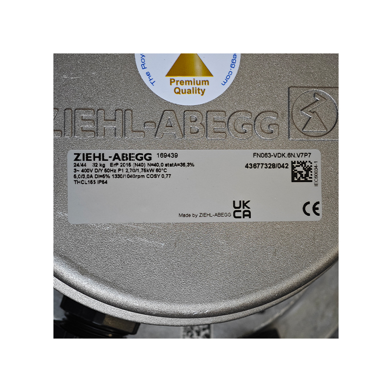 FN063-VDK.6N.V7P7 | ZIEHL-ABEGG 400V 2600W AC Axial Fan for Cooling & Ventilation Systems