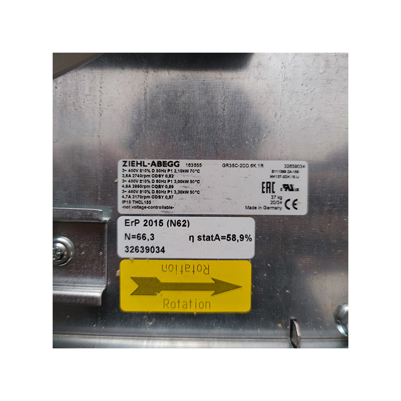 GR35C-2DD.6K.1R | ZIEHL-ABEGG 400V 3000W AC Fan Module for HVAC Equipment Integration
