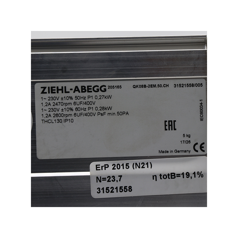 QK08B-2EM.50.CH | ZIEHL-ABEGG 230V 280W AC Crossflow Fan for Dry Transformer Cooling