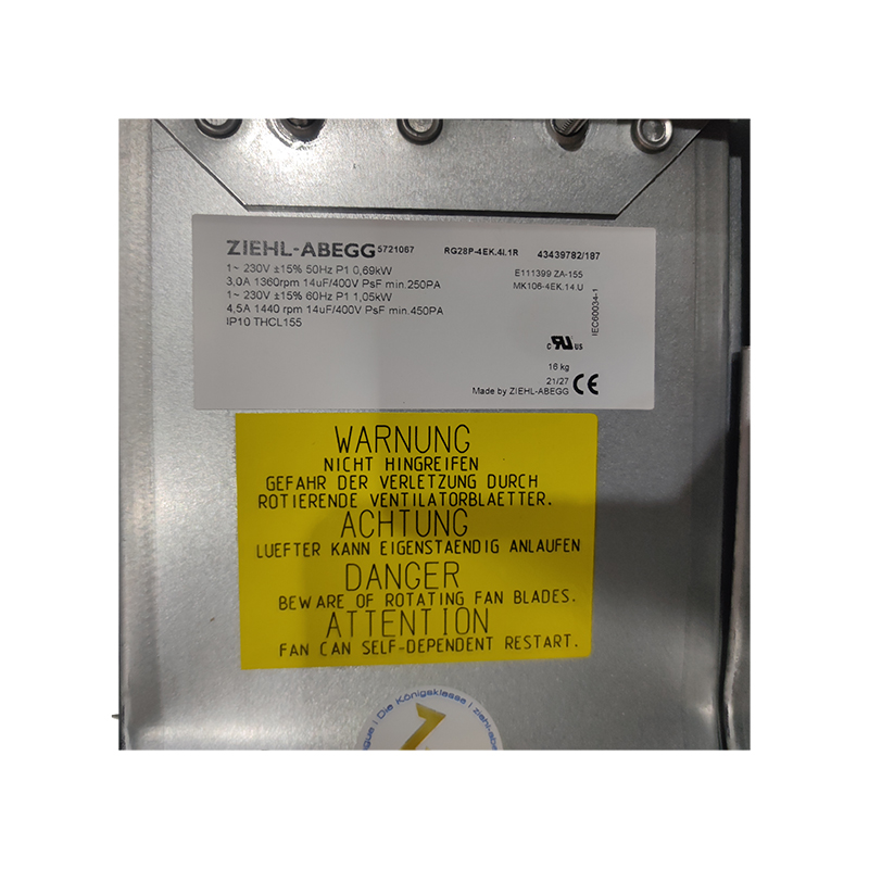 RG28P-4EK.4I.1R | ZIEHL-ABEGG 230V 690W AC Centrifugal Fan for HVAC & Equipment Cooling