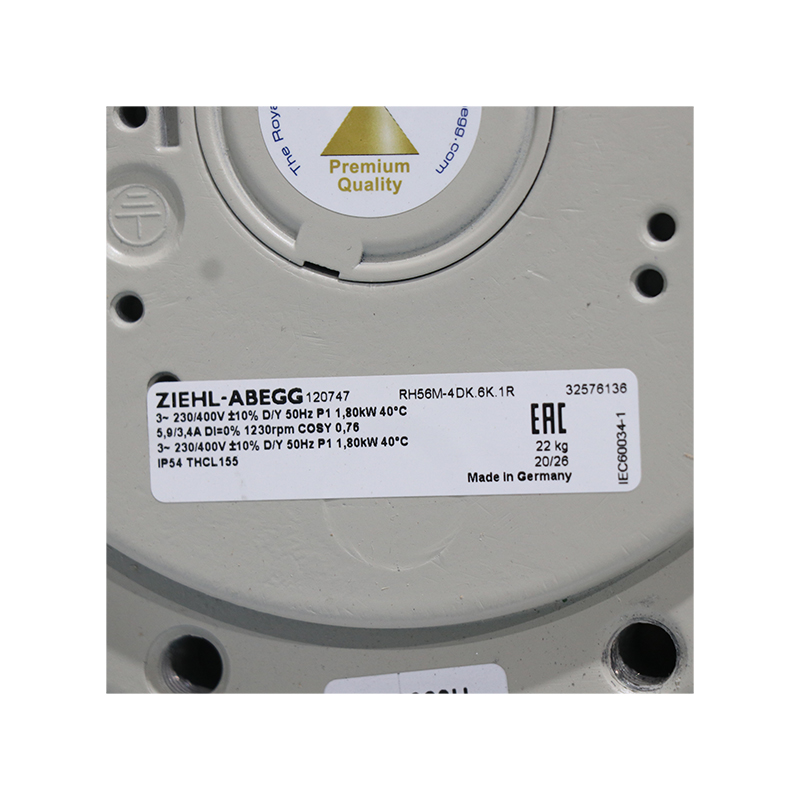 RH56M-4DK.6K.1R | ZIEHL-ABEGG 230V 1800W AC Impeller for HVAC, Rail & Drying Equipment
